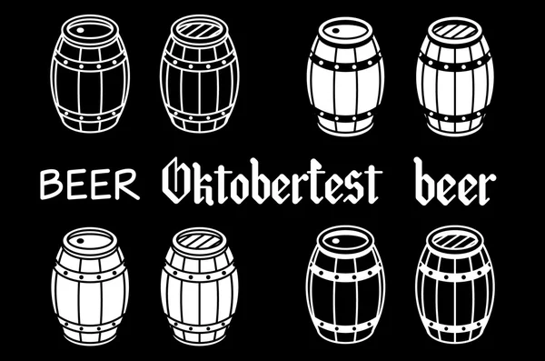 Barriles listos. Vector cerveza oktoberfest madera — Archivo Imágenes Vectoriales