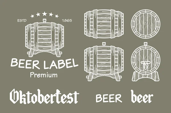 Beer set elements chalkboard octoberfest vector — Stock Vector