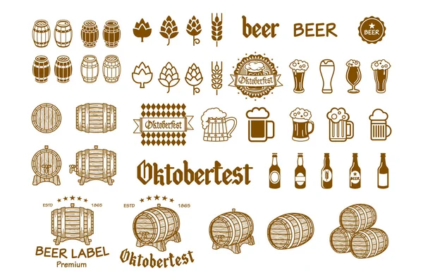 Etiqueta de la cerveza y el icono de la bebida vector Logos — Vector de stock