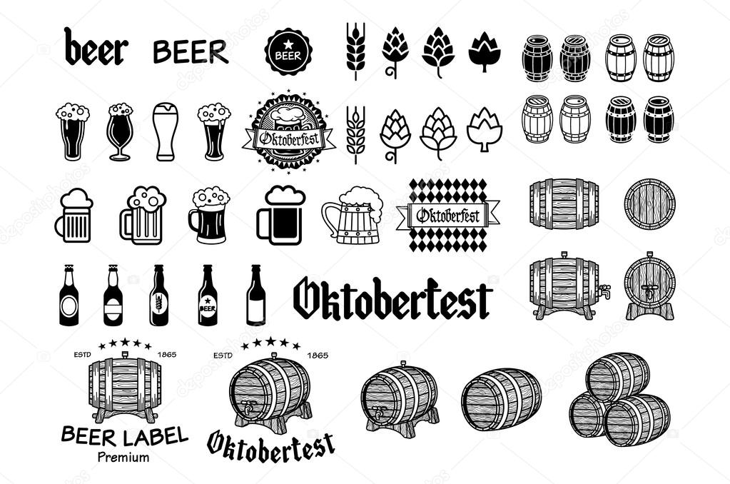 Vintage craft beer brewery emblems, labels and design elements vector