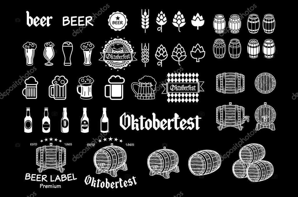 Vintage craft beer brewery emblems, labels and design elements vector art