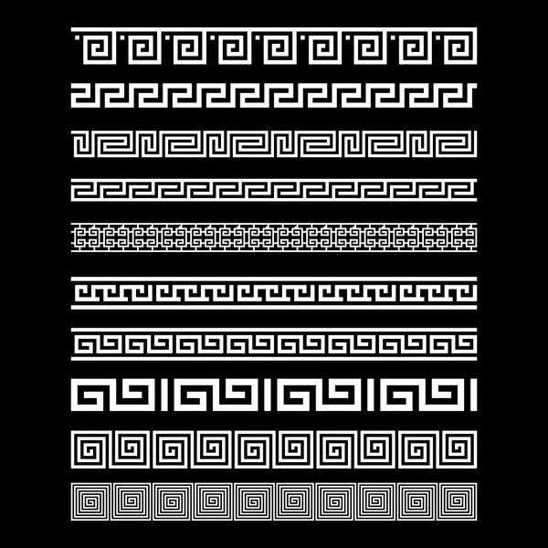 Conjunto de elementos de decoración de borde patrones sin costura en el estilo de Grecia. Colección vectorial — Vector de stock