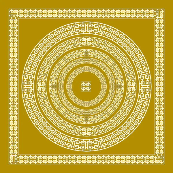Золотой, декоративный, Меандр круг рамки в Золотой греческий вектор границы — стоковый вектор