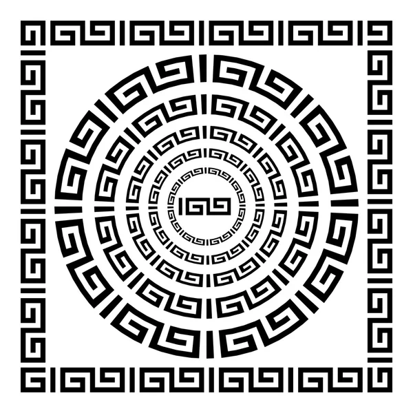 ギリシャの伝統的な蛇行国境セット。ベクトルアンティークフレームパック。黒と白の色の装飾要素パターン。エスニックコレクション。ベクトルイラスト。第 — ストックベクタ