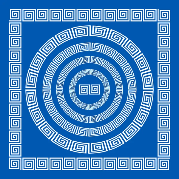 Yunan Meander desenleri oluşturmak için fırçalar kümesi. Yunan geleneksel sınırları. Beyaz arka plan üzerinde izole mavi renkli Dekorasyon elemanları. Bölücü, çerçeve, vb. olarak kullanılabilir. Vektör illustratio — Stok Vektör