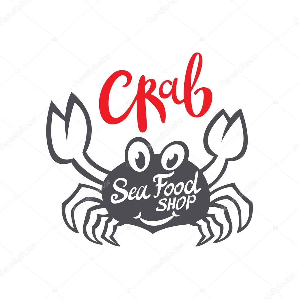 crab silhouette seafood shop logo branding template for craft food