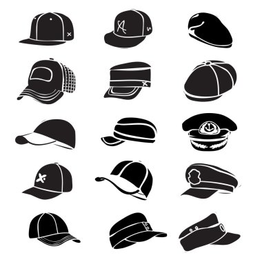 cap set isolated on white hat icon vector baseball rap clipart