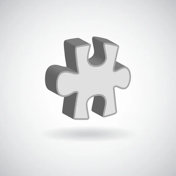 Vector glossy puzzle web icon design element grey — Stock Vector