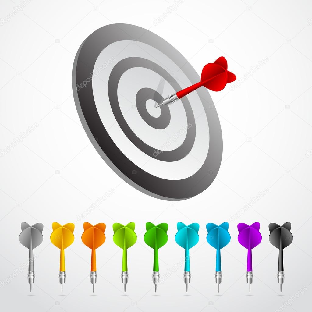 Blue Dart on Red Target Close-up vector