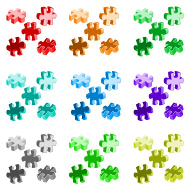 dört renkli puzzle parçaları yapılan vektör çizim