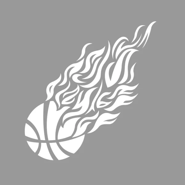 Vector, llama, fuego, bola, gris, baloncesto, símbolo, icono , — Archivo Imágenes Vectoriales