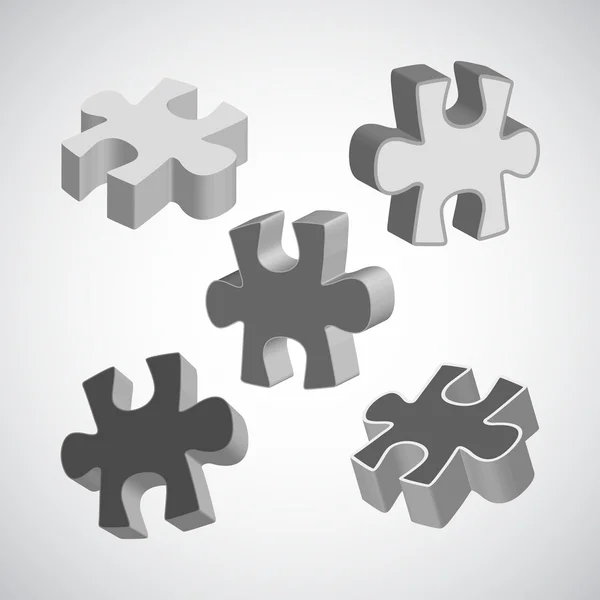 Vector illustration made from four grey puzzle pieces — Stock Vector