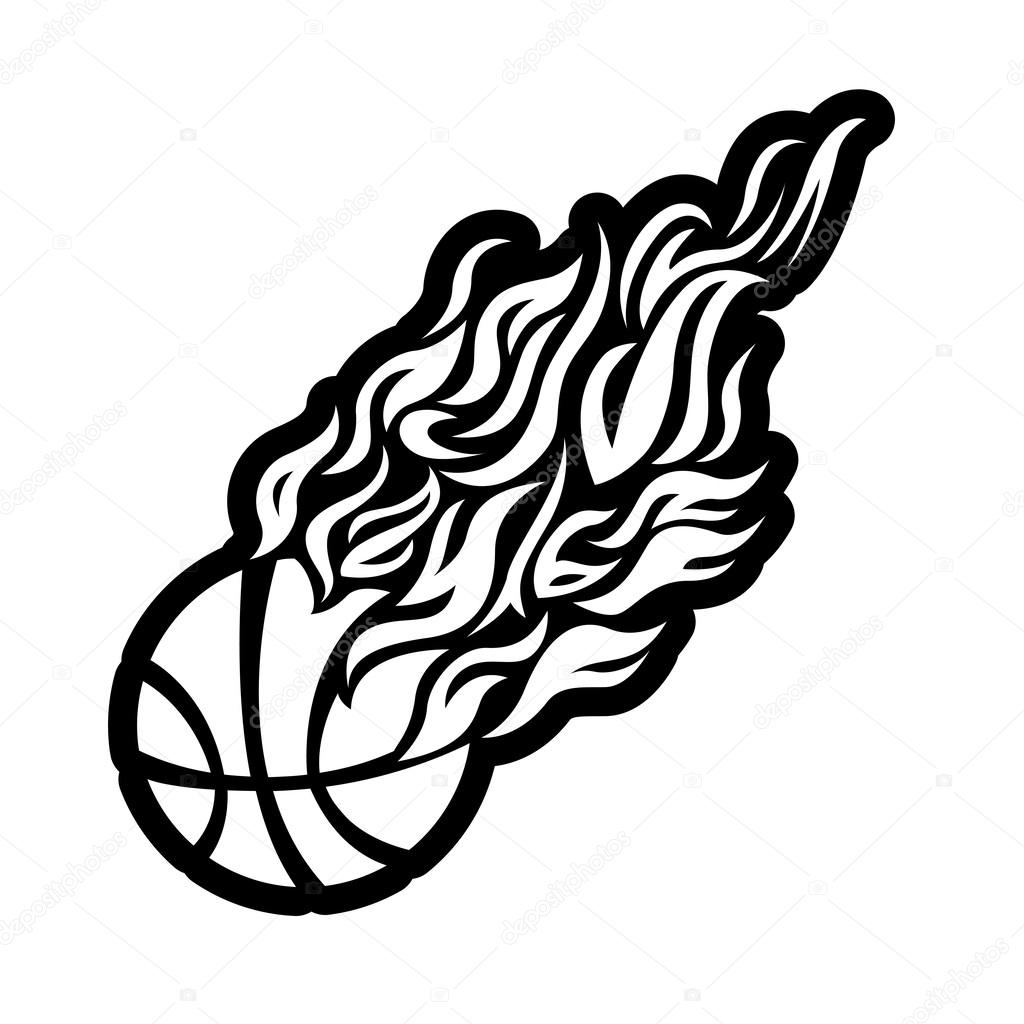 Vector, flame, fire, ball, black, basketball, symbol, icon ...