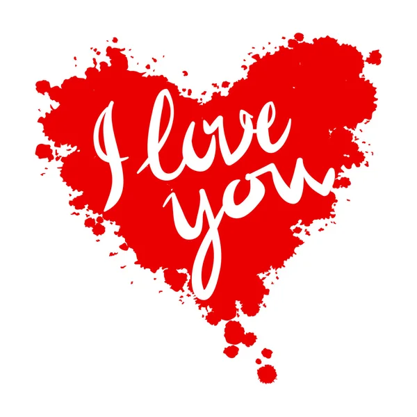 Te amo corazón fondo rojo pintado con acuarelas vector — Archivo Imágenes Vectoriales