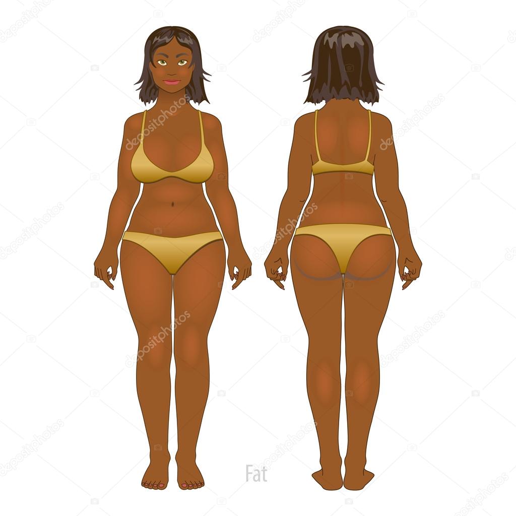 Fat and thin woman, vector illustration, normal, anorexia body