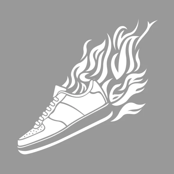 Ilustrasi dengan siluet dari latar belakang ikon sepatu yang berjalan - Stok Vektor