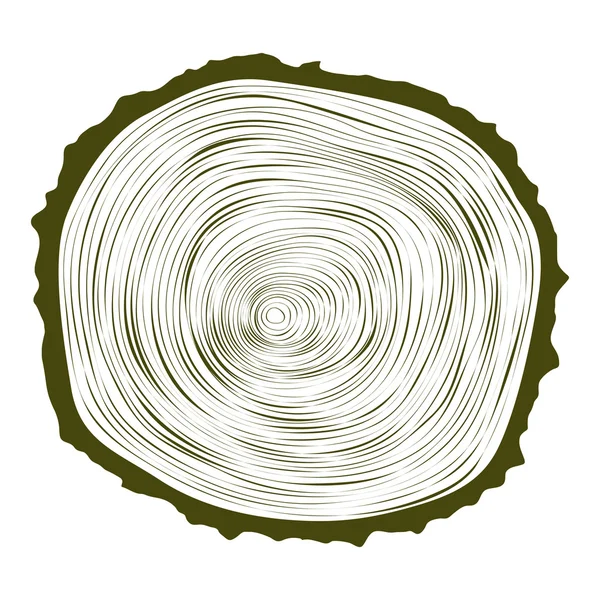 Vector tree rings background and saw cut tree trunk — Stock Vector