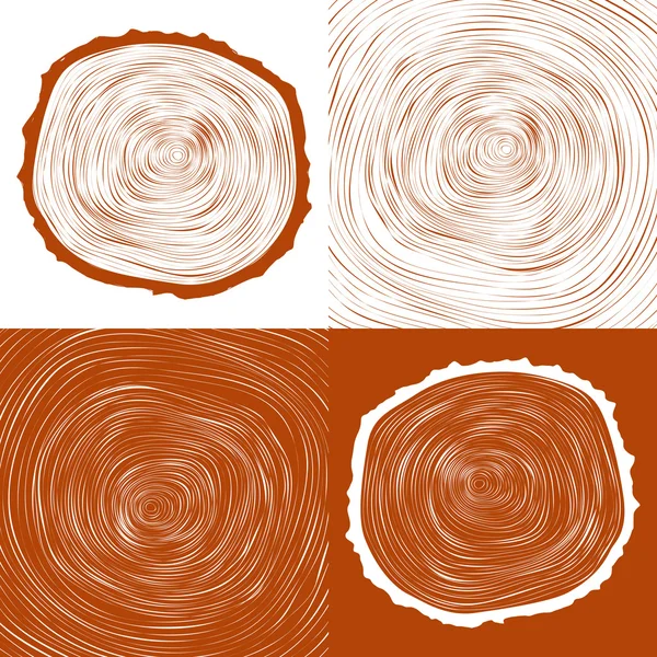 Vector tree rings background and saw cut tree trunk — Stock Vector