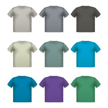 Renkli erkek t-shirt vektör kümesi giymek izole yazdırma  