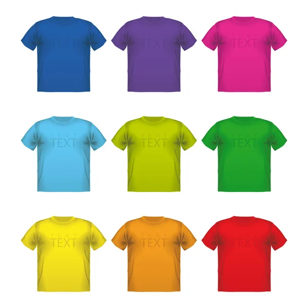 Set di t-shirt colorate maschili Vector usura stampa isolata — Vettoriale Stock