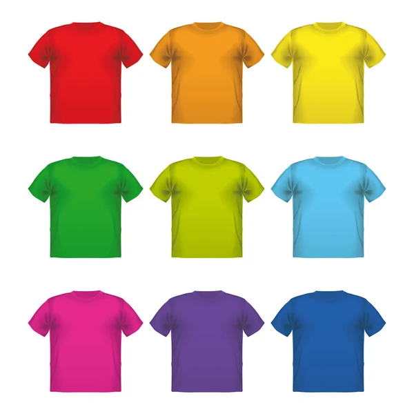 Conjunto de coloridas camisetas masculinas Vector desgaste impresión aislada — Archivo Imágenes Vectoriales