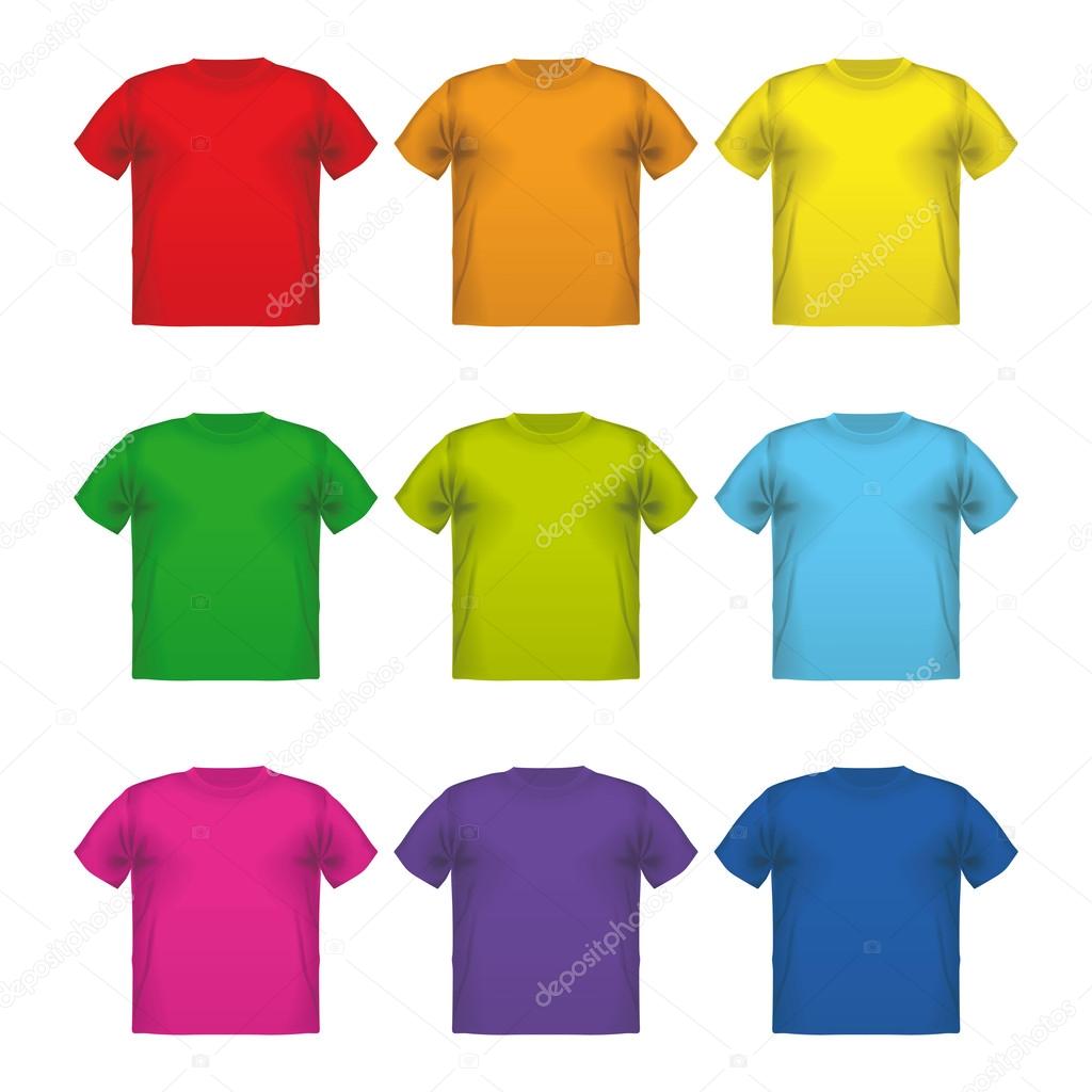 Set of colorful male t-shirts Vector wear printing isolated  