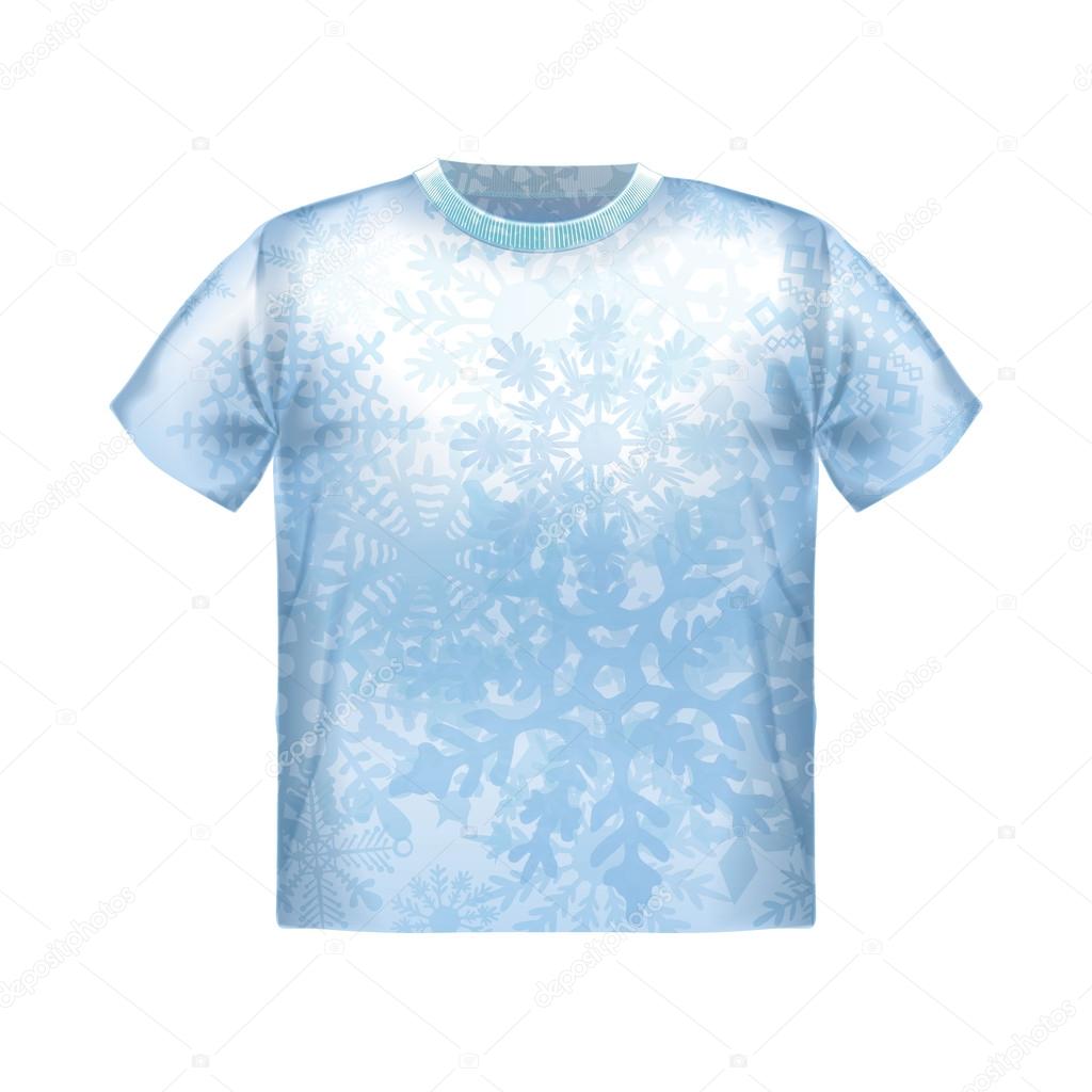 t-shirt with fiery snowflake print background.