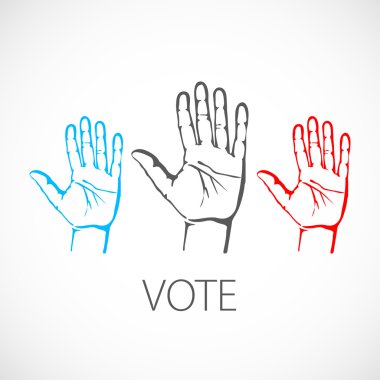 warm colorful up hands logo, vector illustration vote clipart