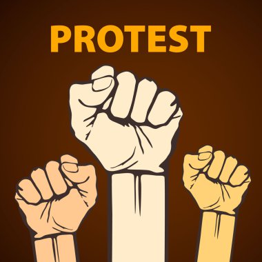 protesto vektör çizim içinde düzenlenen yumruk. Özgürlük
