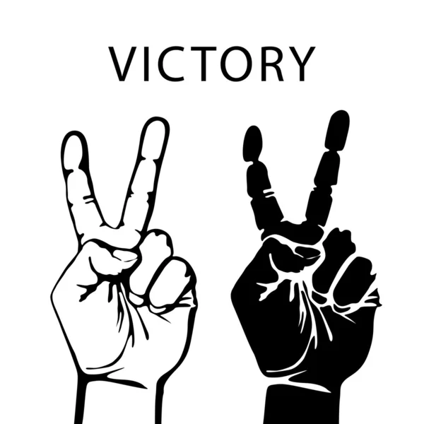 Vector ilustración mano con signo de victoria — Vector de stock