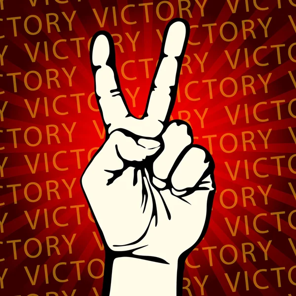 Vector illustratie hand met overwinning teken — Stockvector