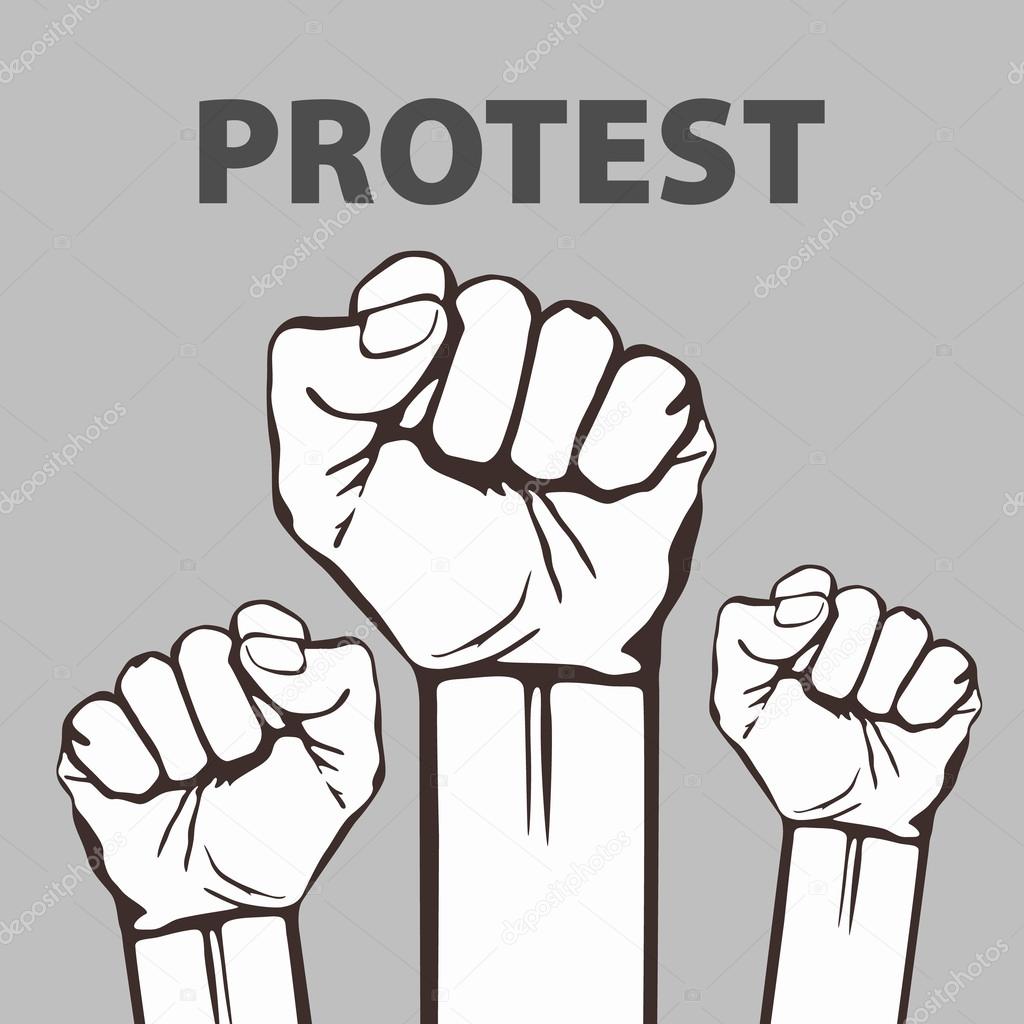 clenched fist held in protest vector illustration. freedom