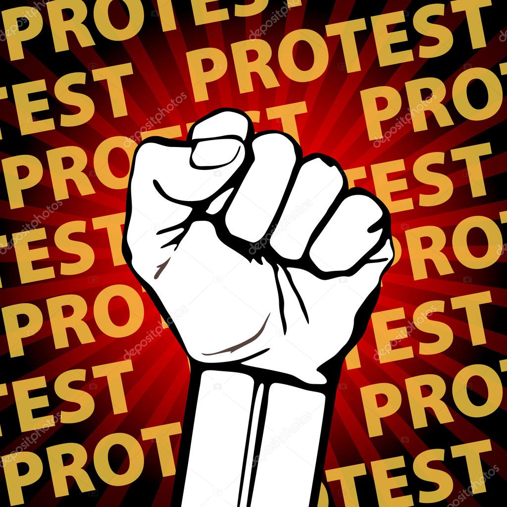 clenched fist held in protest vector illustration. freedom