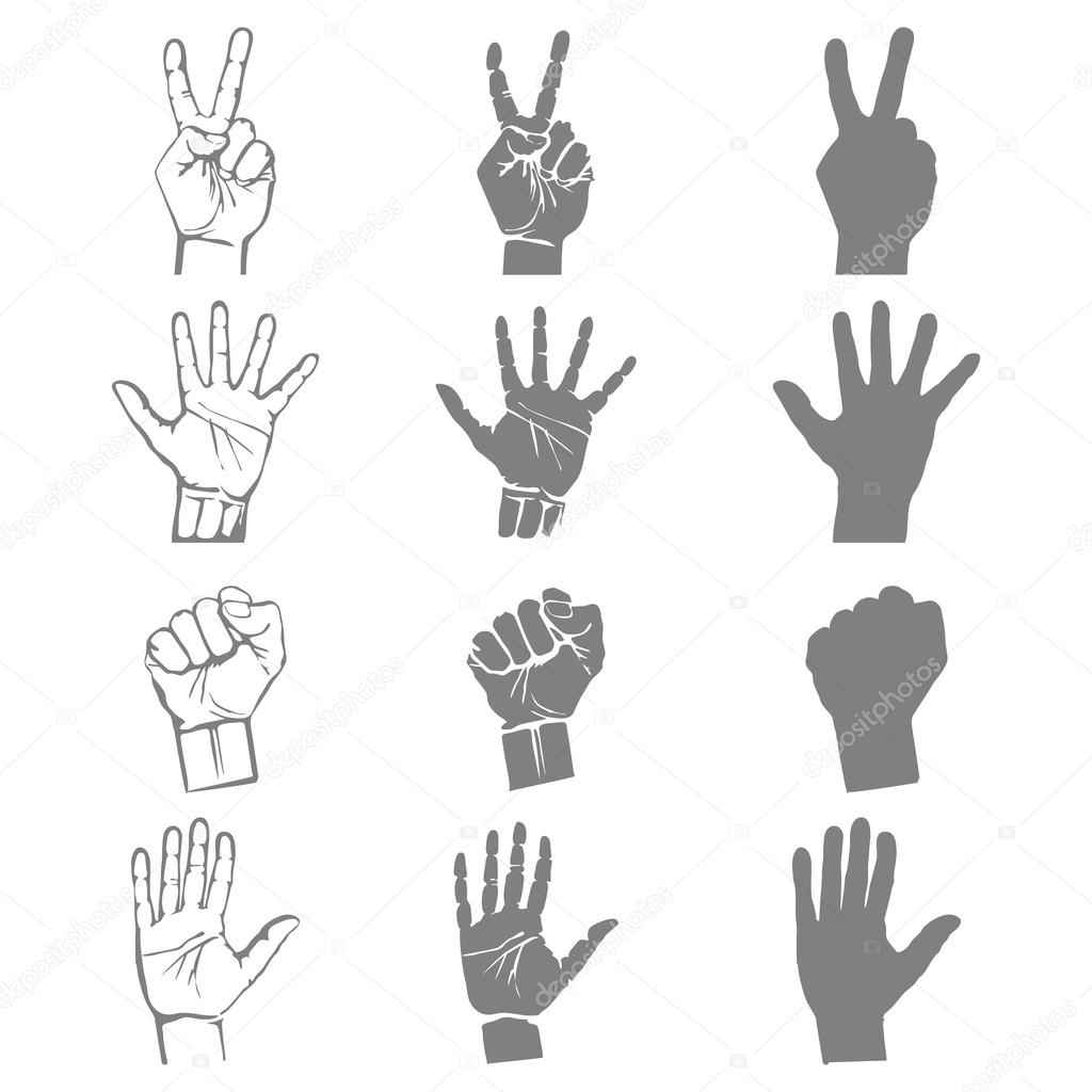 hands holding protect giving gestures icons set isolated vector illustration