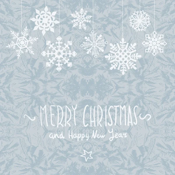 Winter Merry Xmas card met sneeuwvlokken, vectorillustratie — Stockvector