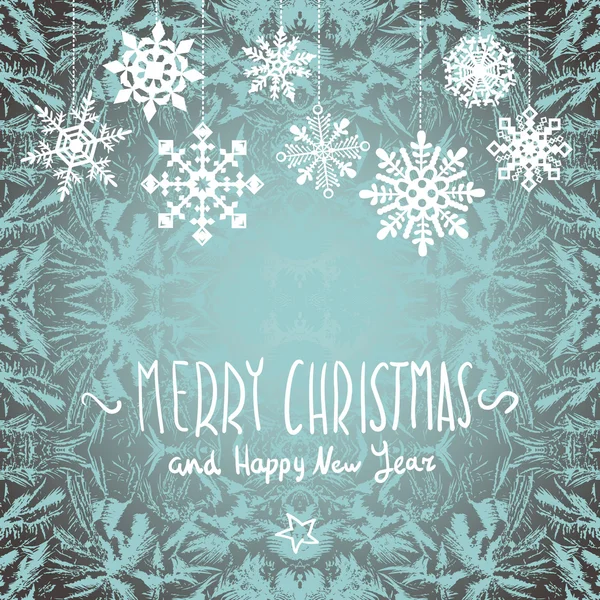 Winter Merry Xmas card met sneeuwvlokken, vectorillustratie — Stockvector