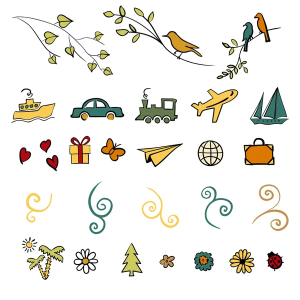 Fun, summer, spring, travel, illustration, vector set icon — Stock Vector