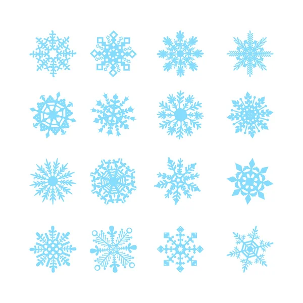 Blue snowflakes and shadow on white background. art — Stock Vector