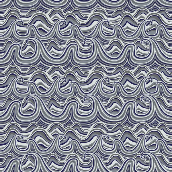 Patrón ondulado sin costuras. Ola de ilustración vectorial, océano fluvial, papel pintado, ornamento , — Archivo Imágenes Vectoriales