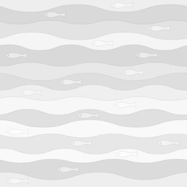 Vector patrón abstracto sin costuras, olas peces vintage retro — Vector de stock