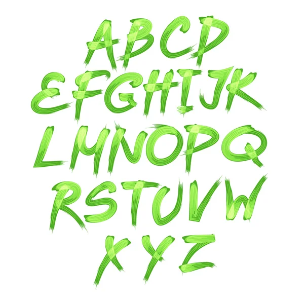 Alphabet floral sur fond vert, format vectoriel printemps — Image vectorielle