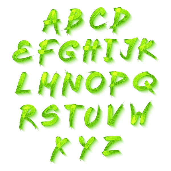 Alphabet floral sur fond vert, format vectoriel printemps — Image vectorielle