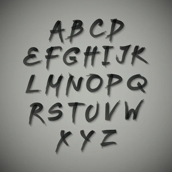 Alphabet vectoriel. Lettres dessinées à la main. écrit avec un pinceau . — Image vectorielle