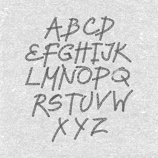 Hand getrokken en getekende lettertype, vector schets stijl alfabet. — Stockvector