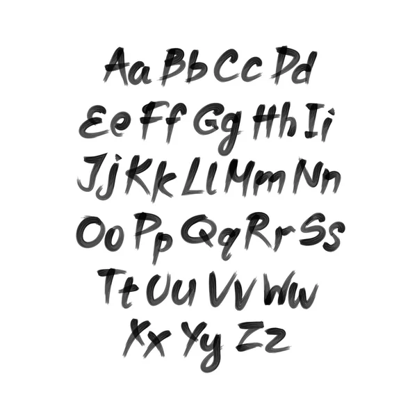 Vektoralphabet. Buchstaben des Alphabets mit dem Pinsel geschrieben. — Stockvektor