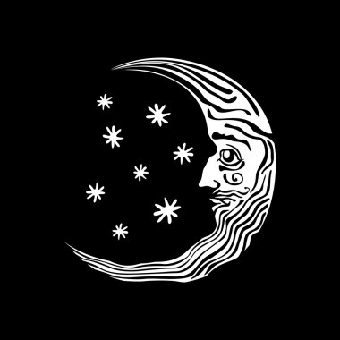 Dekoratif ay şekli gece gökyüzü folklor retro vintage