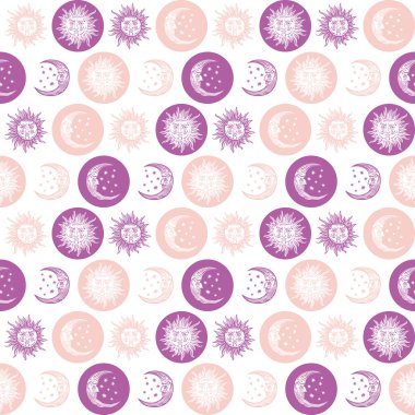 sorunsuz arka plan güneş ve ay retro vintage