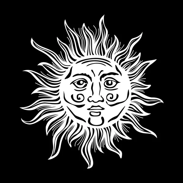 Sun retro vintage vektor folklore klassiska dekoration ritning illustration — Stock vektor