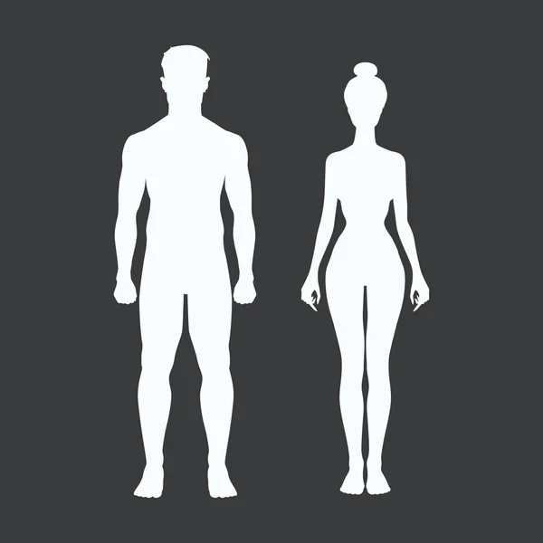 Mann und Frau Ikone Körpervektor Figur Sport — Stockvektor
