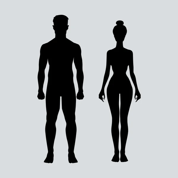 Mann und Frau Ikone Körpervektor Figur Sport — Stockvektor